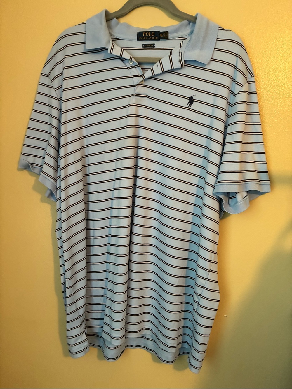 Ralph Lauren Light Blue Polo with Navy Stripes